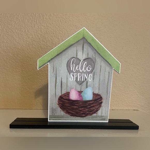 Wood Hello Spring Tabletop Decor - Picture 6 of 11